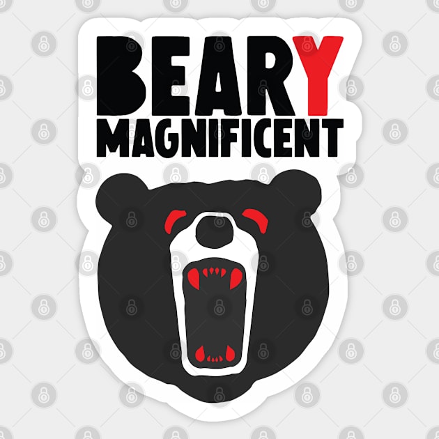 Beary Magnificient Bear Fierce Face Brave Strong Character Fighter Black Red Eye Fang Sticker by ActivLife